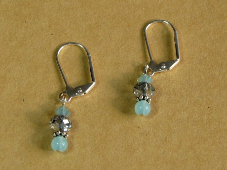 Earrings - Aqua Earrings, aqua blue Chalcedony, Swarovski crystal, Rondell crystal and surgical steel ear wires.